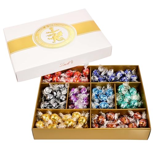 Lindt Schokolade LINDOR Classic Box|1563g|Ca. 125 Kugeln, Sorten: Milch, Dark 60%, Feinherb, Haselnuss,Weiß, Mandelcrème,Stracciatella, Cocos| Pralinen- und Schokoladengeschenk|Großpackung Lindt Schokolade LINDOR Classic Box|1563g|Ca. 125 Kugeln, Sorten: Milch, Dark 60%, Feinherb, Haselnuss,Weiß, Mandelcrème,Stracciatella, Cocos| Pralinen- und Schokoladengeschenk|Großpackung von Lindt