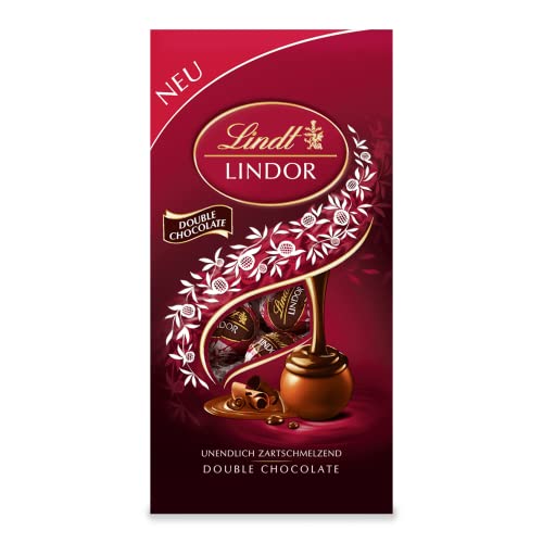 Lindt Schokolade LINDOR Double Chocolate, ca. 10 Kugeln Vollmilchschokolade mit zartschmelzender Füllung, Pralinen-Geschenk, 137g von Lindt
