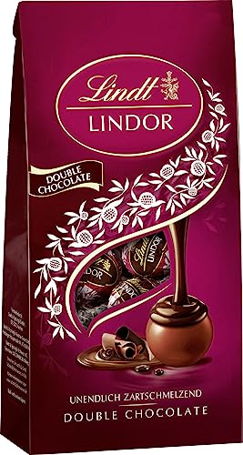 Lindt Schokolade LINDOR Double Chocolate, ca. 10 Kugeln Vollmilchschokolade mit zartschmelzender Füllung, Pralinen-Geschenk, 137g von Lindt