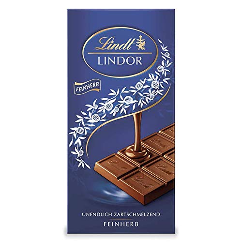 Lindt Schokolade LINDOR Feinherb | 100 g Tafel | Feinherbe Schokolade mit einer unendlich zartschmelzenden Füllung | Schokoladentafel | Schokoladengeschenk von Lindt