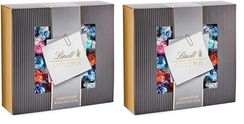 Lindt Schokolade LINDOR Home Office Box | 933 g | Ca. 74 Kugeln mit zartschmelzender Füllung, Sorten: Milch, Dark 45%, Erdbeer-Sahne, Cocos, Stracciatella | Pralinengeschenk | Großpackung von Lindt