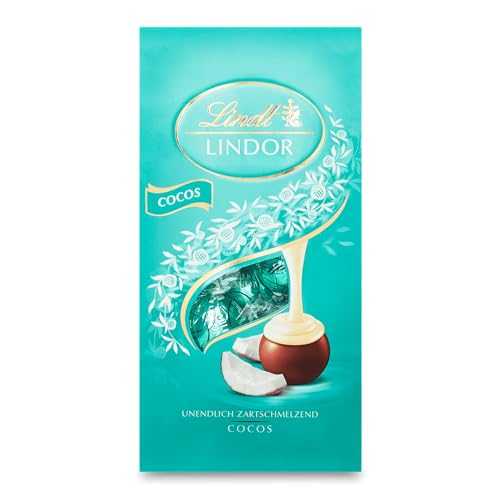Lindt Schokolade LINDOR Kugeln Cocos | 136g Beutel | ca. 10 Kugeln Vollmilchschokolade mit zartschmelzender Kokos-Füllung | Pralinen-Geschenk | Schokoladen-Geschenk Lindt Schokolade LINDOR Kugeln Cocos | 136g Beutel | ca. 10 Kugeln Vollmilchschokolade mit zartschmelzender Kokos-Füllung | Pralinen-Geschenk | Schokoladen-Geschenk von Lindt