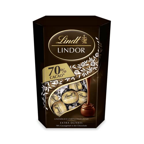 Lindt Schokolade LINDOR Kugeln Dark 70% | 500 g Cornet | ca. 40 Kugeln Edelbitterschokolade mit 70% Kakao mit dunkler zartschmelzender Füllung | Pralinen Geschenk | von Lindt