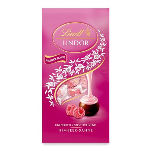Lindt Schokolade LINDOR Kugeln Himbeere | 137 g Beutel | ca. 10 Kugeln Vollmilchschokolade mit zartschmelzender Himbeer-Füllung | Pralinen-Geschenk | Schokoladen-Geschenk von Lindt