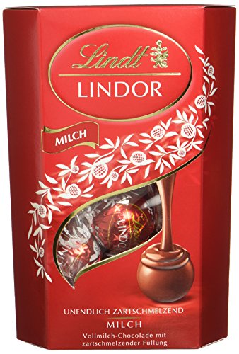 Lindt Schokolade LINDOR Kugeln Milch | 200 g Cornet | Vollmilch-Schokolade mit zartschmelzender Füllung | Pralinen-Geschenk | Schokoladen-Geschenk von Lindt
