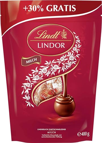 Lindt Schokolade LINDOR Kugeln Milch | 400 g | Ca. 30 Kugeln Vollmilchschokolade mit zartschmelzender Füllung | Pralinen-Geschenk | Schokoladen-Geschenk von Lindt