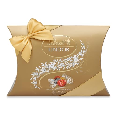 Lindt Schokolade LINDOR Kugeln Mischung | 323 g in Kissenpackung | ca. 25 LINDOR Kugeln (Vollmilch-Schokolade, Feinherbe Schokolade, Weiße Schokolade) | Pralinen-Geschenk oder Schokoladengeschenk von Lindt