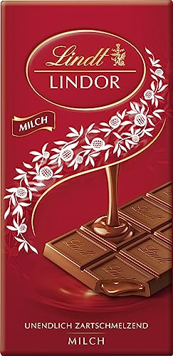 Lindt Schokolade LINDOR Milch | 100 g Tafel | Feinste Vollmilch-Schokolade mit einer unendlich zartschmelzenden Füllung | Schokoladentafel | Schokoladengeschenk von Lindt