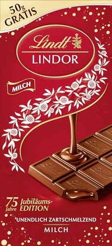Lindt Schokolade LINDOR Milch | 150g Tafel | Feinste Vollmilch-Schokolade mit einer unendlich zartschmelzenden Füllung | Schokoladentafel | Schokoladengeschenk | LINDOR 75 Jahre Jubiläums Edition Lindt Schokolade LINDOR Milch | 150g Tafel | Feinste Vollmilch-Schokolade mit einer unendlich zartschmelzenden Füllung | Schokoladentafel | Schokoladengeschenk | LINDOR 75 Jahre Jubiläums Edition von Lindt