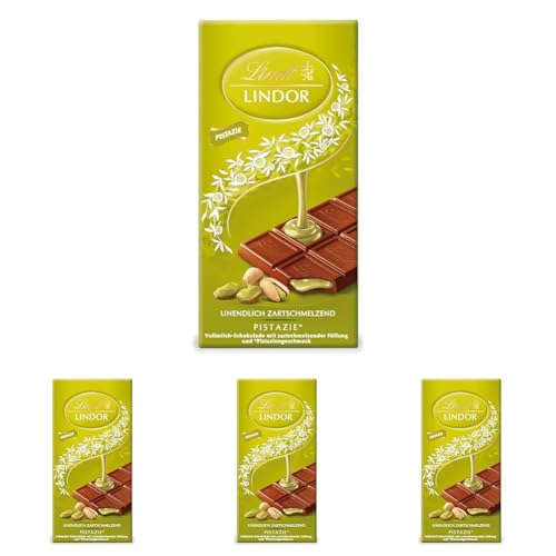 Lindt Schokolade LINDOR Pistazie | 100 g Tafel | Feinste Vollmilch-Schokolade mit einer unendlich zartschmelzenden Füllung mit Pistaziengeschmack | Schokoladentafel | Schokoladengeschenk von Lindt
