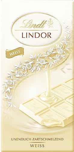 Lindt Schokolade LINDOR Weiß | 100 g Tafel | Weiße Schokolade mit einer unendlich zartschmelzenden Füllung | Schokoladentafel | Schokoladengeschenk von Lindt