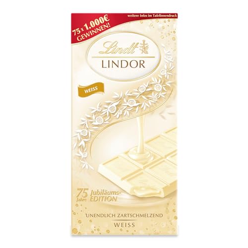 Lindt Schokolade LINDOR Weiß | 100g Tafel | Weiße Schokolade mit einer unendlich zartschmelzenden Füllung | Schokoladentafel | Schokoladengeschenk | LINDOR 75 Jahre Jubiläums Edition Lindt Schokolade LINDOR Weiß | 100g Tafel | Weiße Schokolade mit einer unendlich zartschmelzenden Füllung | Schokoladentafel | Schokoladengeschenk | LINDOR 75 Jahre Jubiläums Edition von Lindt
