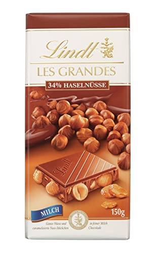 Lindt Schokolade Les Grandes Haselnuss Milch | 150 g Tafel | Ganze Nüsse und karamellisierte Nuss-Stückchen in feiner Milch Schokolade | Schokoladentafel | Schokoladengeschenk Lindt Schokolade Les Grandes Haselnuss Milch | 150 g Tafel | Ganze Nüsse und karamellisierte Nuss-Stückchen in feiner Milch Schokolade | Schokoladentafel | Schokoladengeschenk von Lindt