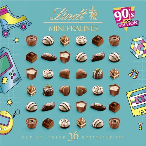 Lindt Schokolade - Mini Pralinés 90s Edition | 180 g | Pralinen-Schachtel mit je 36 Kostbarkeiten | Pralinengeschenk | Schokoladengeschenk| Design ist nicht auswählbar von Lindt