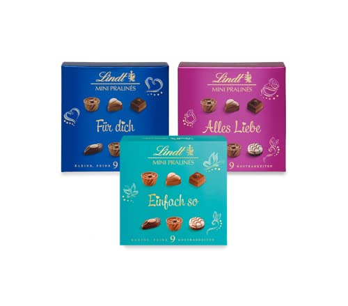 Lindt Schokolade - Mini Pralinés Emotionale Botschaften | 20 x 44 g | Pralinés-Schachtel mit 9 Pralinen in 5 köstlichen Sorten mit und ohne Alkohol | Pralinengeschenk | Schokoladengeschenk von Lindt
