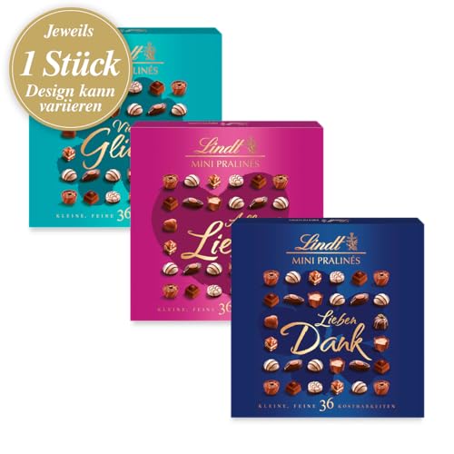 Lindt Schokolade - Mini Pralinés Emotionale Botschaften | 8 x 180 g | Pralinen-Schachtel 4 Varianten mit je 36 Pralinen in 9 Sorten | Pralinengeschenk | Schokoladengeschenk von Lindt