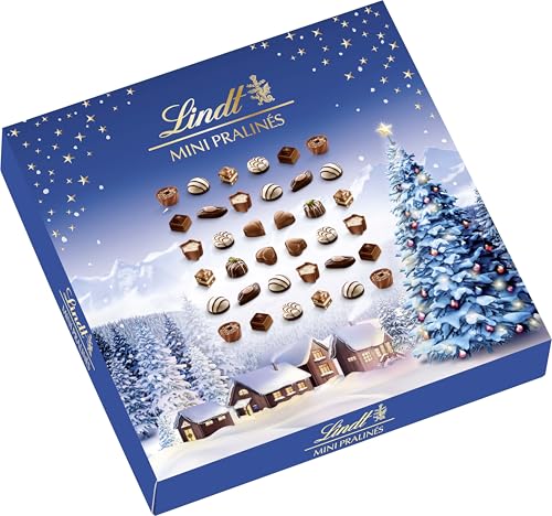 Lindt Schokolade Mini Pralinés Weihnachten , 180 g , 36 weihnachtliche Pralinen in 9 Sorten , zum Teil alkoholhaltig , Schokoladen-Geschenk zu Weihnachten , Pralinen-Geschenk von Lindt