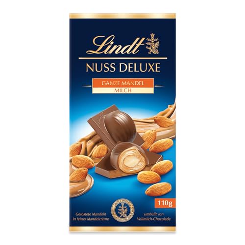 Lindt Schokolade NUSS DELUXE Vollmilch Mandel| 110g Tafel | Geröstete Mandeln in feiner Mandelcrème umhüllt von feinschmelzender Vollmilch-Schokolade | Schokoladentafel | Schokoladengeschenk Lindt Schokolade NUSS DELUXE Vollmilch Mandel| 110g Tafel | Geröstete Mandeln in feiner Mandelcrème umhüllt von feinschmelzender Vollmilch-Schokolade | Schokoladentafel | Schokoladengeschenk von Lindt
