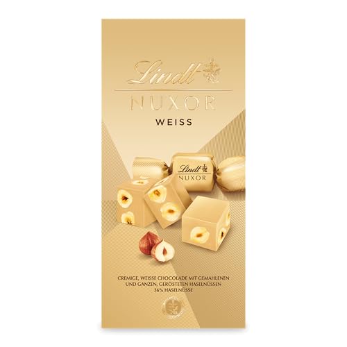 Lindt Schokolade NUXOR Weiss | 103g Beutel | Cremige weisse Schokolade mit ganzen, gerösteten Haselnüssen | Pralinen-Geschenk | Schokoladengeschenk Lindt Schokolade NUXOR Weiss | 103g Beutel | Cremige weisse Schokolade mit ganzen, gerösteten Haselnüssen | Pralinen-Geschenk | Schokoladengeschenk von Lindt