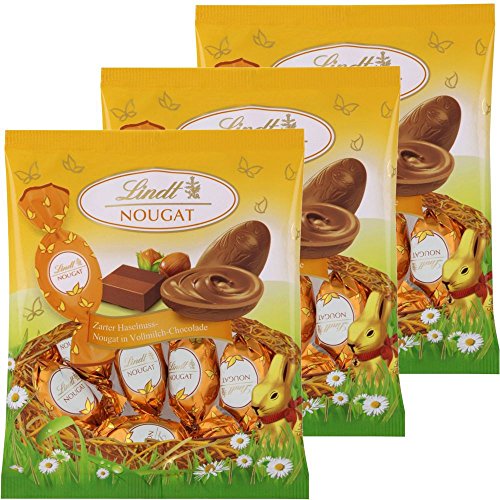 Lindt Schokolade Nougat Eier | 3 x 90 g Beutel | Eier aus zartem Haselnuss-Nougat in Alpenvollmilch-Schokolade | Oster Schokolade | Schokoladengeschenk | Ostereier | Schokoeier Lindt Schokolade Nougat Eier | 3 x 90 g Beutel | Eier aus zartem Haselnuss-Nougat in Alpenvollmilch-Schokolade | Oster Schokolade | Schokoladengeschenk | Ostereier | Schokoeier von Lindt