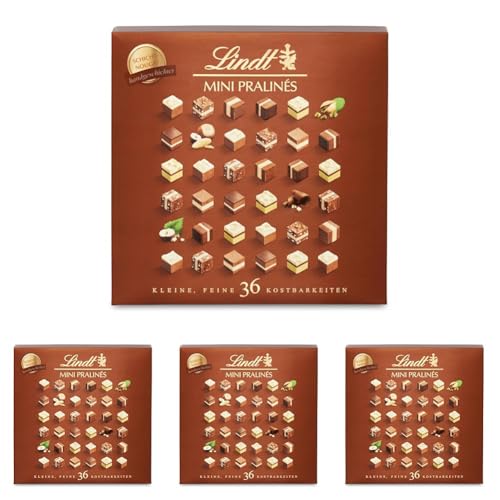 Lindt Schokolade - Nougat Mini Pralinés | 165 g | -Schachtel mit 36 Pralinen in 9 ausgewählten, exquisiten | Pralinengeschenk | Schokoladengeschenk | 4er Pack von Lindt