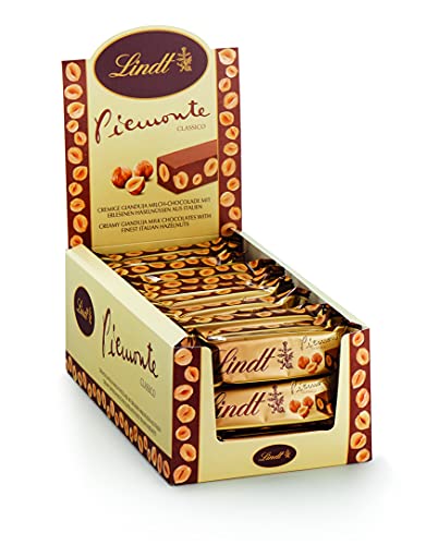 Lindt Schokolade Piemonte Classico Schokoriegel | 36 x 33 g Riegel im Thekendisplay | Gianduja Milchschokolade mit ganzen Haselnüssen aus Italien | Großpackung | Schokoladengeschenk | Schokoriegel von Lindt