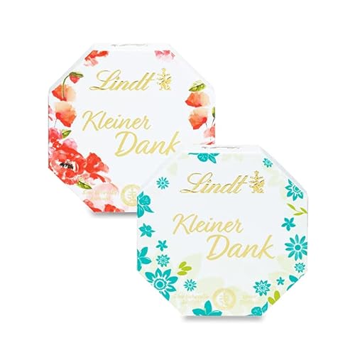 Lindt Schokolade Pralinen Kleiner Dank | 4x40g (Farbmix)| 4 Pralinés je Packung, Sorten: Marc de Champagne, Coeur à L'Orange, Amarettotrüffel, Marzipan Gianduja| Pralinengeschenk | Schokoladengeschenk von Lindt
