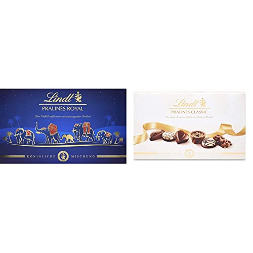 Lindt Schokolade Royal Pralinen, königliche Mischung, Pralinen Geschenk (1x300g) & Pralinés Classic 200g, eine harmonisch aufeinander abgestimmte Auswahl der 11 beliebtesten klassischen Lindt-Pralinés von Lindt