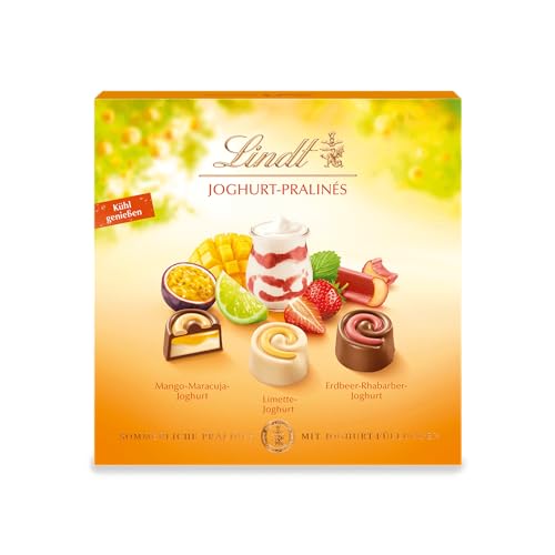 Lindt Schokolade - Sommer Joghurt-Pralinés | 150 g | Pralinen-Schachtel mit je 16 Pralinen in 3 köstlichen Sorten ohne Alkohol | Pralinengeschenk | Schokoladengeschenk von Lindt