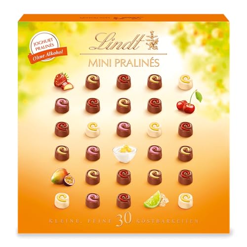 Lindt Schokolade - Sommer Mini Joghurt-Pralinés | 163 g | Pralinen-Schachtel mit je 30 Pralinen in 5 köstlichen Sorten ohne Alkohol | Pralinengeschenk | Schokoladengeschenk von Lindt