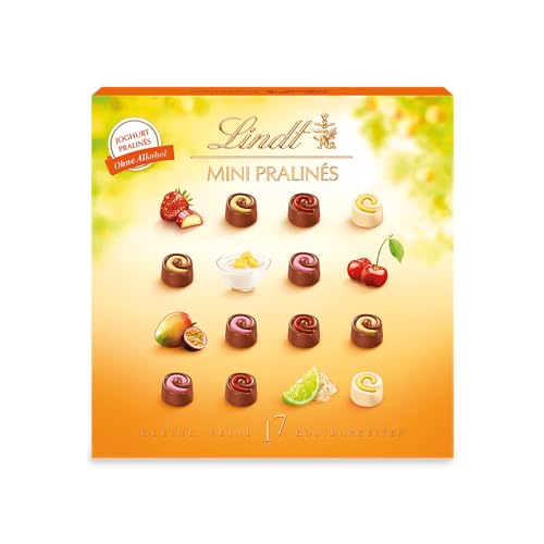 Lindt Schokolade - Sommer Mini Joghurt-Pralinés | 90 g | Pralinen-Schachtel mit je 17 Pralinen in 5 köstlichen Sorten ohne Alkohol | Pralinengeschenk | Schokoladengeschenk von Lindt