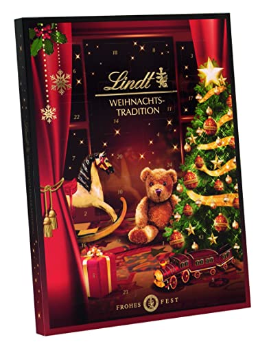 Lindt Schokolade Weihnachts Tradition Adventskalender 2023 | 253 g | 24 verschiedene Pralinen- und Schokoladen Überraschungen | für die Weihnachtszeit | Schokoladen-Geschenk von Lindt