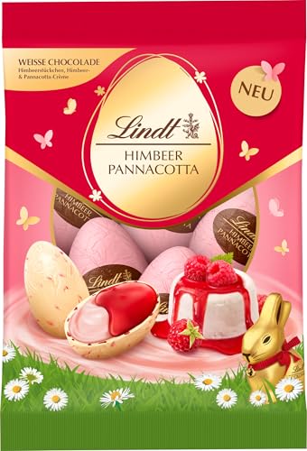 Lindt Schokoladen Eier Himbeer Pannacotta | 90g | Feinste Vollmilchschokolade mit Himbeer Pannacotta Füllung | Oster Schokolade | Schokoladengeschenk | Ostereier von Lindt