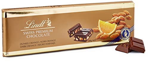 Lindt Schokoladen-Großtafel | Edelbitter Orange Mandel | Schokoladentafel 300 g | Schokoladen-Geschenk von Lindt