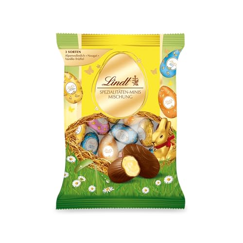 Lindt Schokoladen Spezialitäten Minis Mischung | 3 x 100 g | Mini Eier in den Sorten Alpenvollmilch, Vanille-Trüffel und Nougat | Oster Schokolade | Schokoladengeschenk | Ostereier | Schokoeier von Lindt
