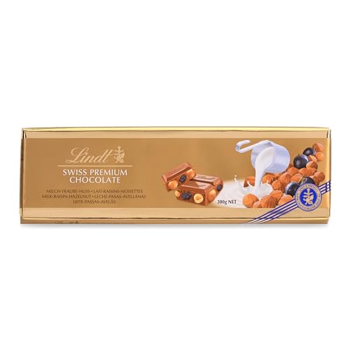 Lindt Schokolade Traube-Nuss | 300 g Tafel | Vollmilch-Schokolade mit Rosinen und ganzen gerösteten Haselnüssen | Schokoladentafel | Schokoladengeschenk von Lindt