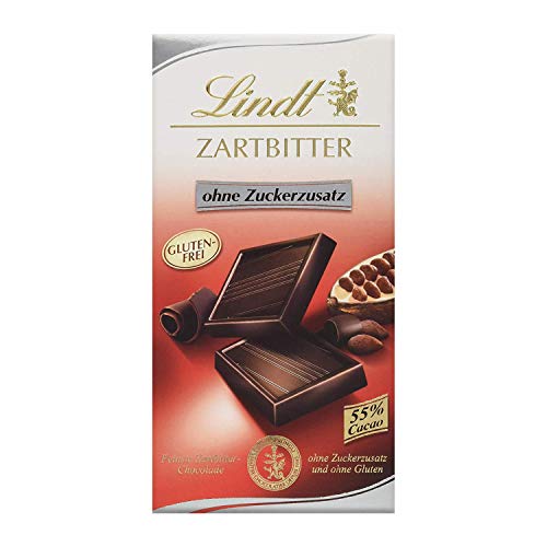 Lindt Schokolade Zartbitter ohne Zuckerzusatz | 100 g Tafel | Feinste mit 55 % Kakao ohne und ohne Gluten| | Schokoladentafel | Schokoladengeschenk von Lindt