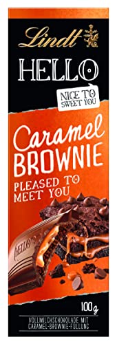 Lindt Schokolade HELLO Caramel Brownie | 100 g Tafel | Vollmilch-Schokolade mit Karamell-Brownie-Füllung | Schokoladentafel | Schokoladengeschenk von Lindt