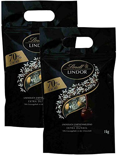 Lindt LINDOR Schokoladen Kugeln extra dunkel | 1 kg Beutel, wiederverschließbar | ca. 80 Kugeln Edelbitterschokolade | Dunkle Schokolade mit 70% Kakao | Großpackung, Pralinen-Geschenk (2 x 1 kg) Lindt LINDOR Schokoladen Kugeln extra dunkel | 1 kg Beutel, wiederverschließbar | ca. 80 Kugeln Edelbitterschokolade | Dunkle Schokolade mit 70% Kakao | Großpackung, Pralinen-Geschenk (2 x 1 kg) von Lindt