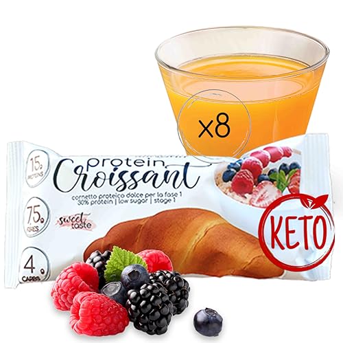 8 eiweißhaltige neutral Croissants Line@diet | zuckerfrei | 50 g Croissant einzeln verpackt | 30% Protein | Phase 1 von Line@Diet