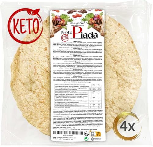 Eiweiß-Piadinas Line@diet | Hoher Proteingehalt | Für Phase 1 | pakete mit 4 Piadinen zu 40 g (4 Piadinen (1 Packung, 160 g)) von Line@Diet