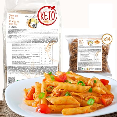 Penne Keto Line@diet | 14 einzelne 50g-Portionen ketogener Nudeln | 2,25g Kohlenhydrate und 0,5g Zucker, reich an Ballaststoffen und Eiweiß | 700g Penne Keto Line@diet | 14 einzelne 50g-Portionen ketogener Nudeln | 2,25g Kohlenhydrate und 0,5g Zucker, reich an Ballaststoffen und Eiweiß | 700g von Line@Diet