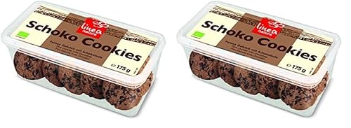 Linea Natura Bio Schoko Cookies, leckere Schokoladenkekse, Frischepack wiederverschließbar, 175 g (Packung mit 2) von Linea Natura
