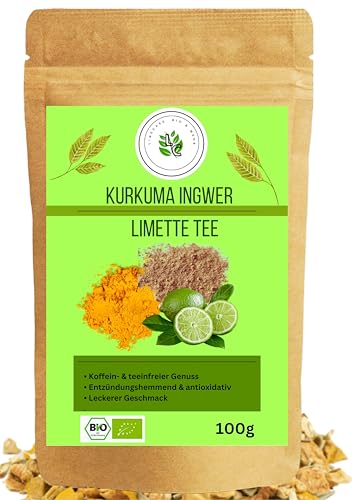 Linecase - Kurkuma Ingwer Limette Tee 100g| Früchte Tee| Ingwer Tee mit Limette| Erfrischender Früchte Tee| Kurkuma Tee von Linecase