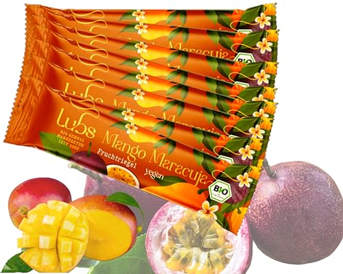 Snack Bag - 10x30g Lubs Fruchtriegel Mango Maracuja | Bio & Vegan Riegel | Fruchtriegel mit frischem Obst | Fruchtriegel glutenfrei| Fruchtschnitte von Linecase