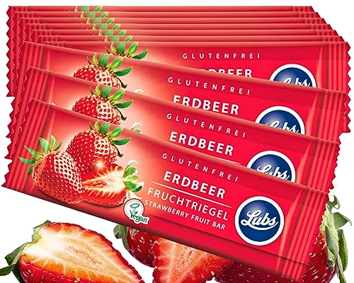 Snack Bag - 10x 30g Lubs Bio Fruchtriegel Erdbeere | Bio & Vegan | Fruchtriegel mit frischem Obst| Riegel glutenfrei von Linecase