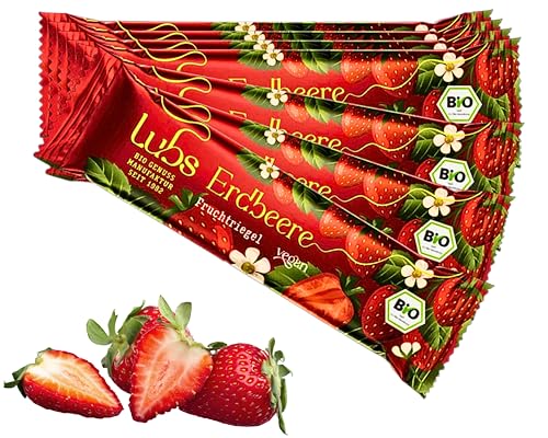 Snack Bag - 10x 30g Lubs Bio Fruchtriegel Erdbeere | Bio & Vegan | Fruchtriegel mit frischem Obst| Riegel glutenfrei| Fruchtschnitte von Linecase