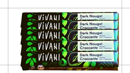 Linecase Vivani Bio Dark Nougat Croccante 5x35g| Bio & Vegan| Dunkle Nougat mit Haselnusskrokant| von Linecase