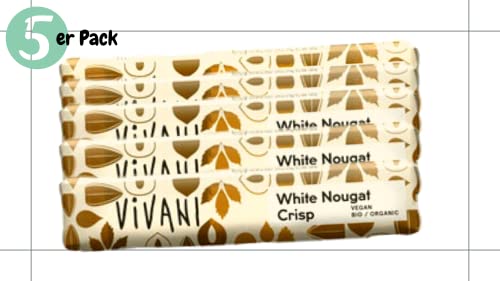 Linecase Vivani Bio White Nougat Crisp 5x35g| Bio & Vegan| Weißer Schokoladen Riegel mit Haselnuss und Kakaobutter| Riegel mit Krokant (5) von Linecase