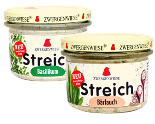 Zwergenwiese Bio Streich Set Basilikum+Bärlauch 2x180g | Bio&Vegan Streich| Glutenfreier Streich| gesunder Brotaufstrich| Veganer Streich| Bio Streich von Linecase
